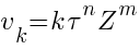 v_k = k{tau}^n Z^m